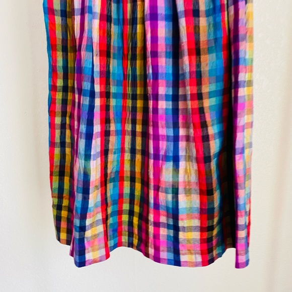 Vintage 70’s Retro Mod Handmade High Waisted Pleated Rainbow Long Skirt - Picture 3 of 7
